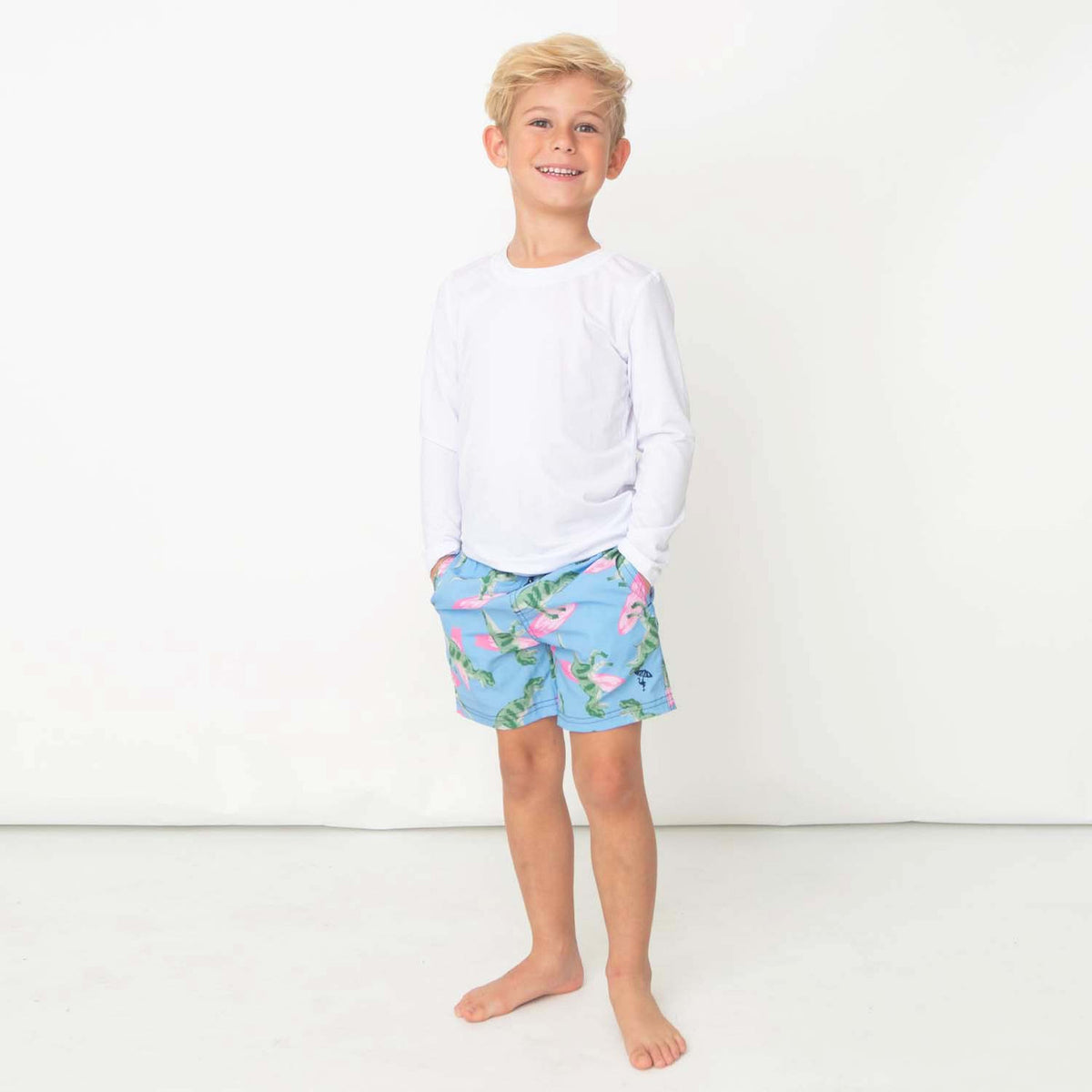 Shade Critters Surfing Dino Boys 4 way Stretch Swim Trunk