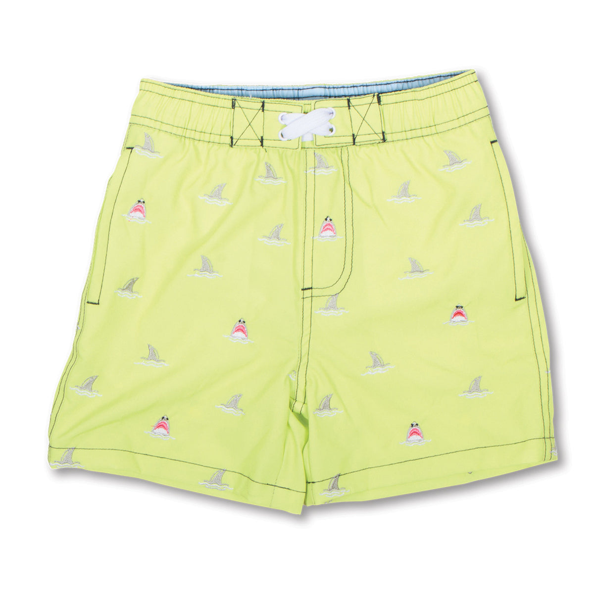 Shade Critters Citron Sharks Boys 4 Way Stretch Water Appearing Embroidered Swim Trunks 6m-10