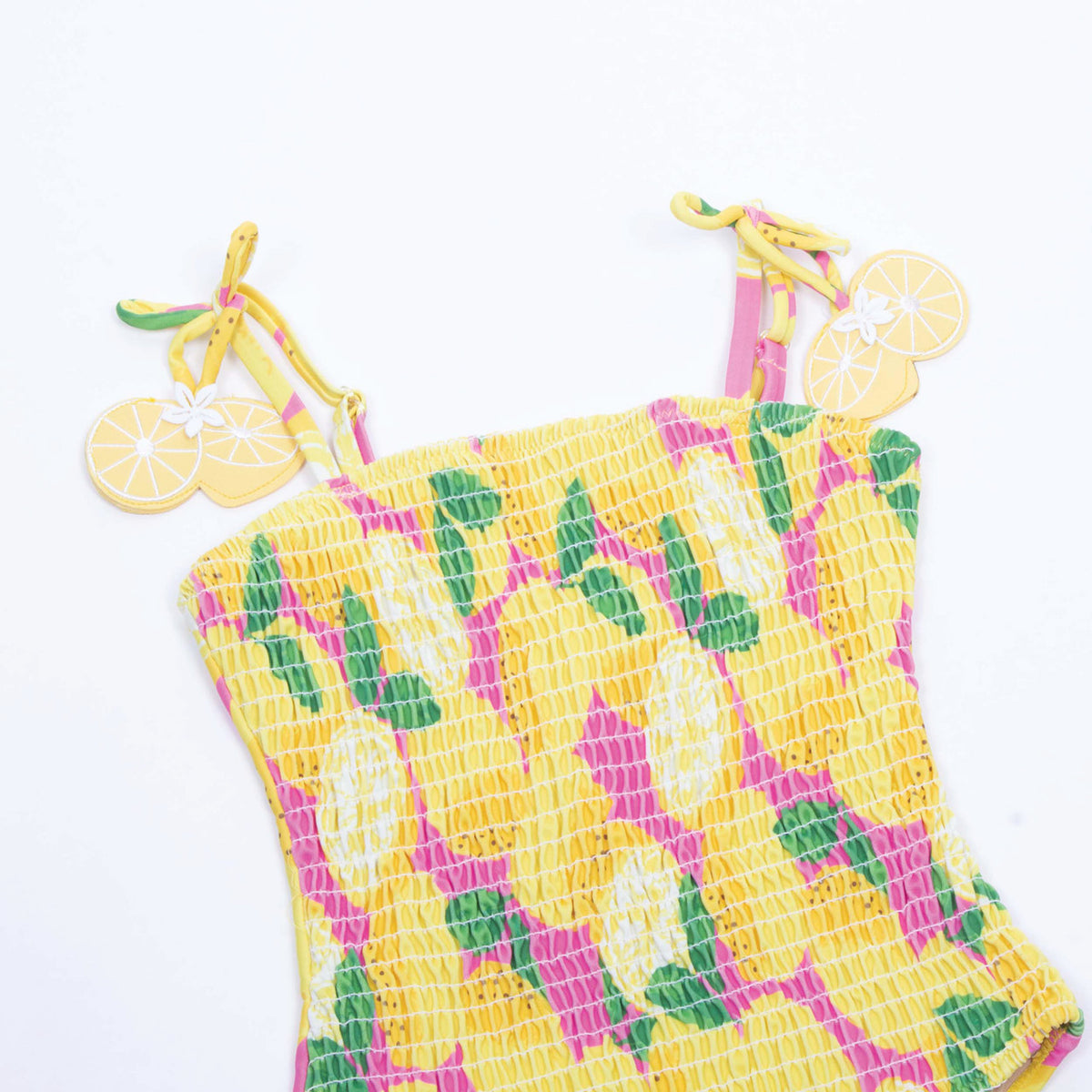 Detail of Shade Critters Summer Lemonade Smocked One Piece Bathing Suit