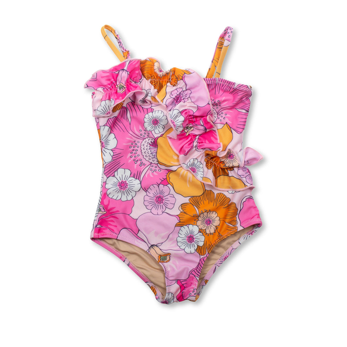 Shade Critters Blooming Hibiscus Ruffle One Piece Swimsuit Sizes 6m-10