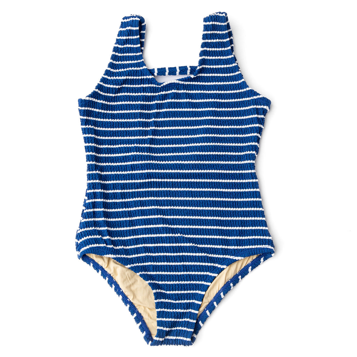Alternative shot of Shade Critters Navy Stripe Girls Crinkle One Piece Swimsuit 2t-10