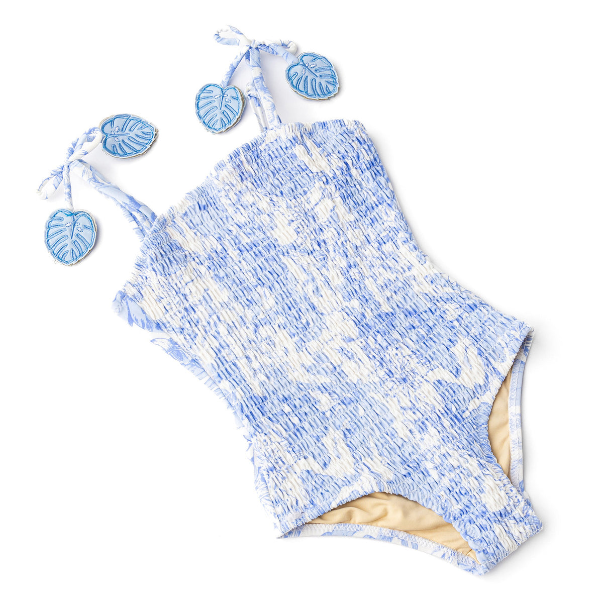 Children's Swimwear by Shade Critters Tropical Blues Girls Smocked One Piece Swimsuit 6m-10