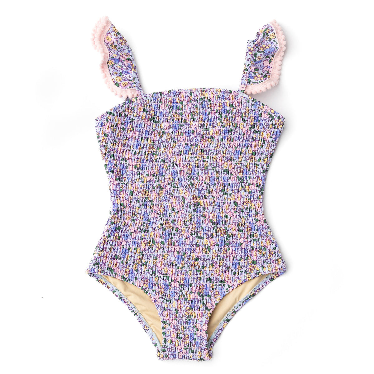Shade Critters Blue Blossoms Girls Smocked One Piece Swimsuit 6m-10