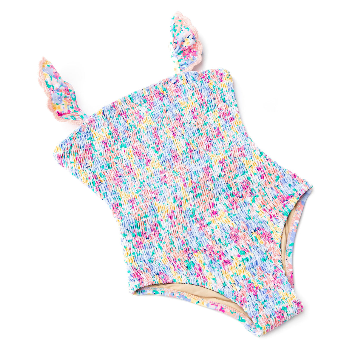 Kids Swim Brand Shade Critters Spring Blooms Girls Smocked One Piece Swimsuit 6m-10
