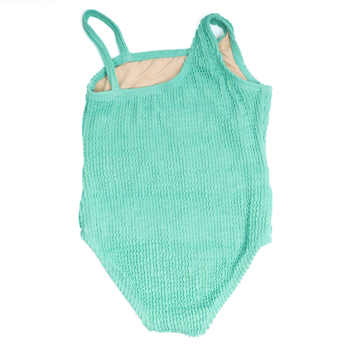 Shade Critters Alternative View of Swimsuit Green Girls Crinkle Textured One Shoulder One Piece Swimsuit 3-14