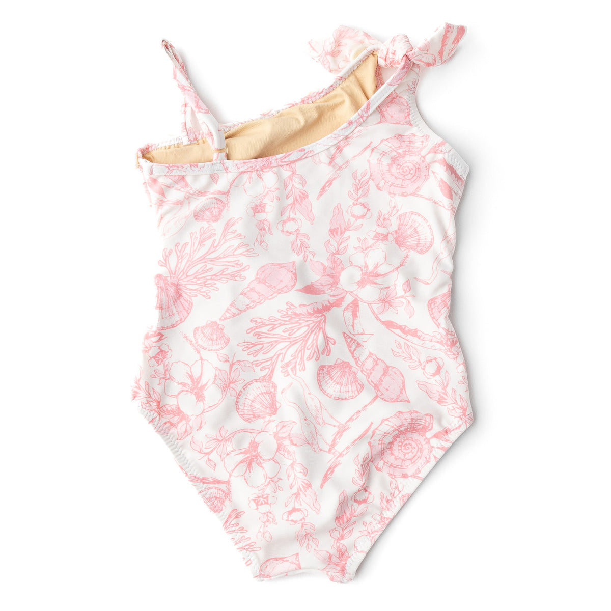 Alternative view of Shade Critters Seaside Toile Girls Shell One Shoulder Swimsuit Set 3t-10 2-10