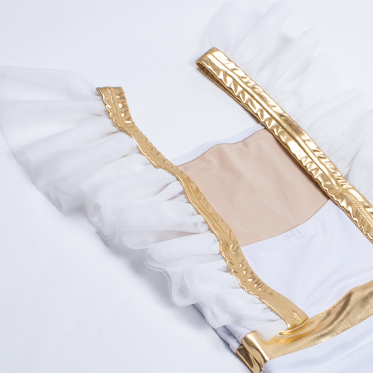 One Piece Tulle Sleeve Swimsuit in Beach Angel