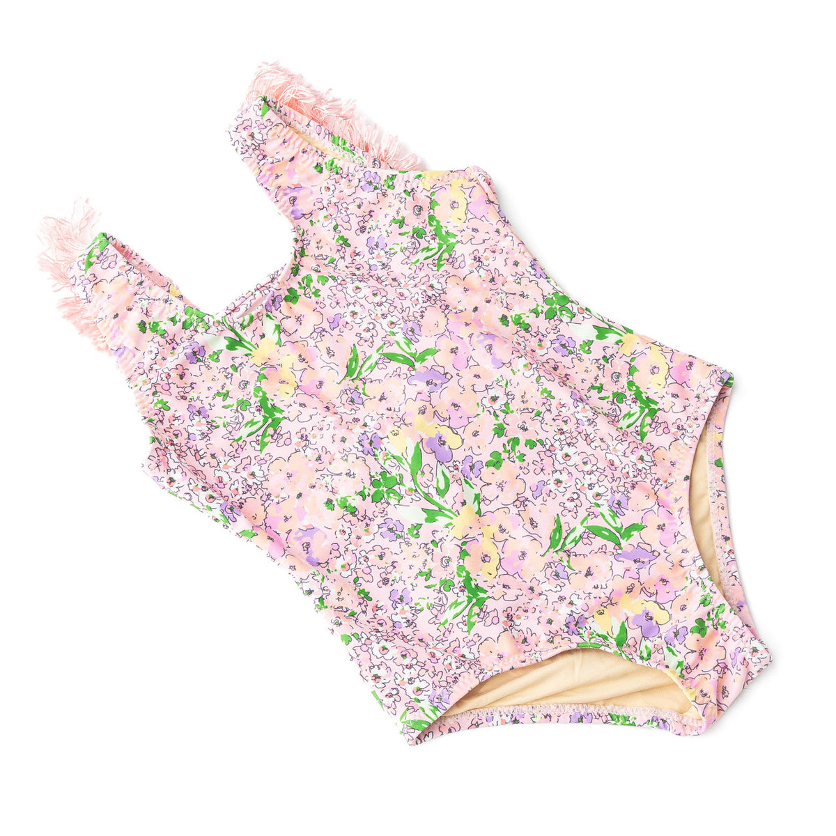 Alternative shot of Shade Critters Petal Pink Girls Fringe Back One Piece Swimsuit 6m-14