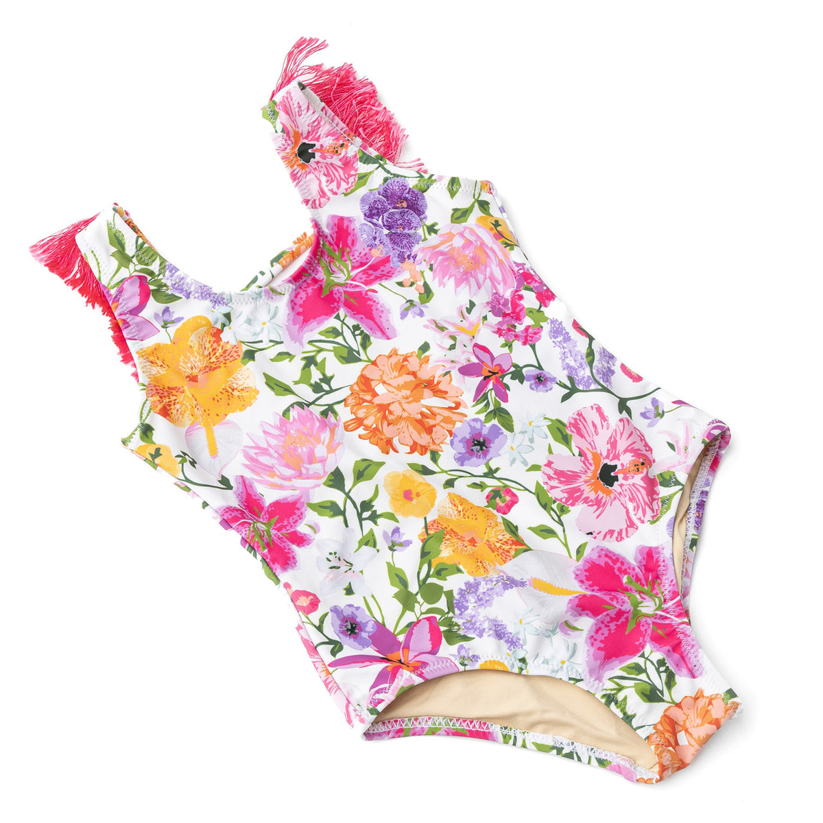 Shade Critters Summer Gardens Girls Fringe Back One Piece Swimsuit 6m-14