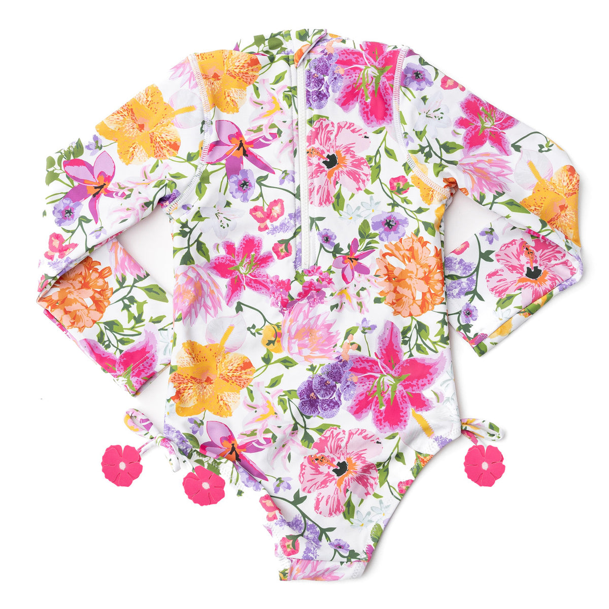 Kids Swim Brand Shade Critters Summer Gardens Girls Long Sleeve One Piece Swimsuit 6m-10