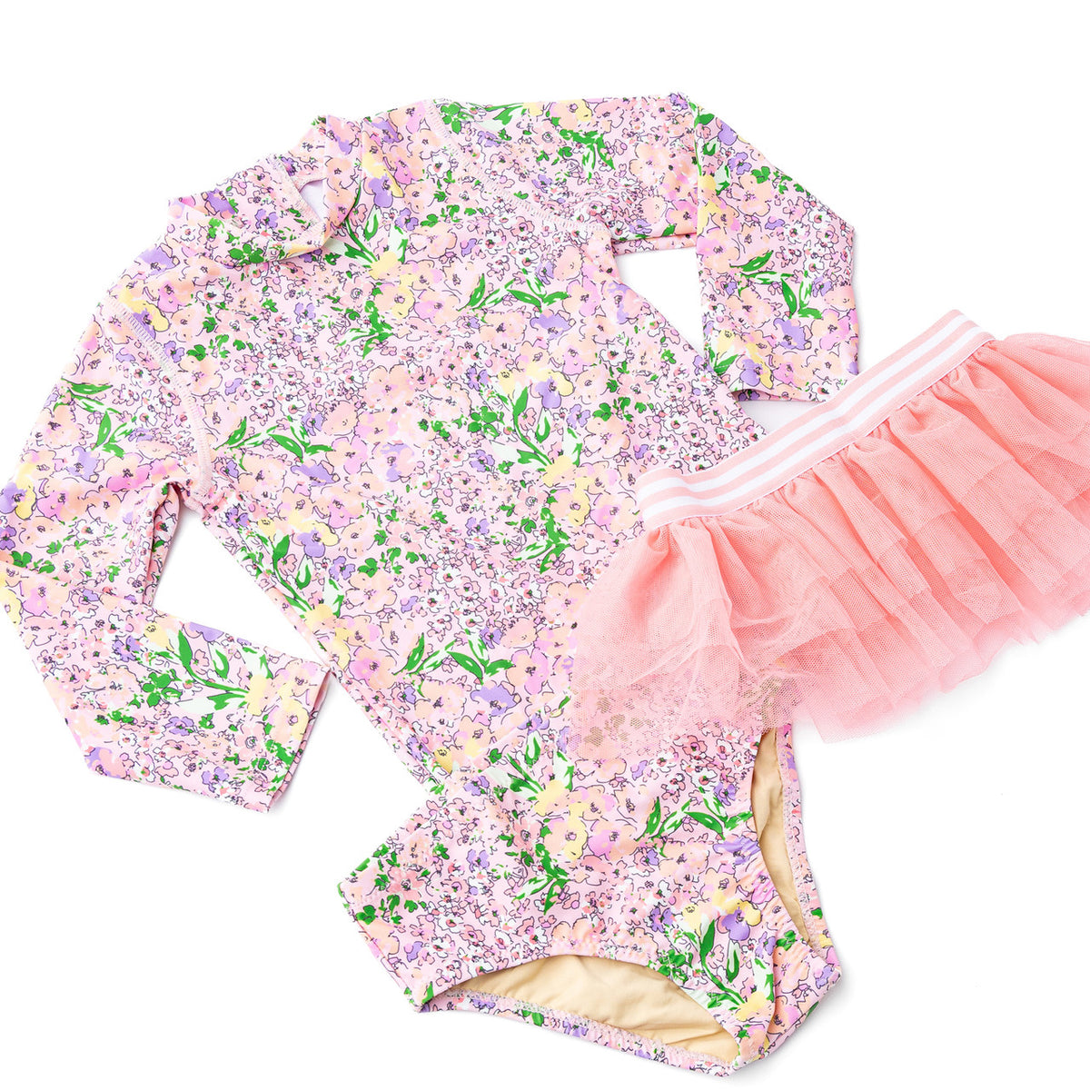 Shade Critters Petal Pink Girls Rashguard & Tutu Swim Set 6m-6
