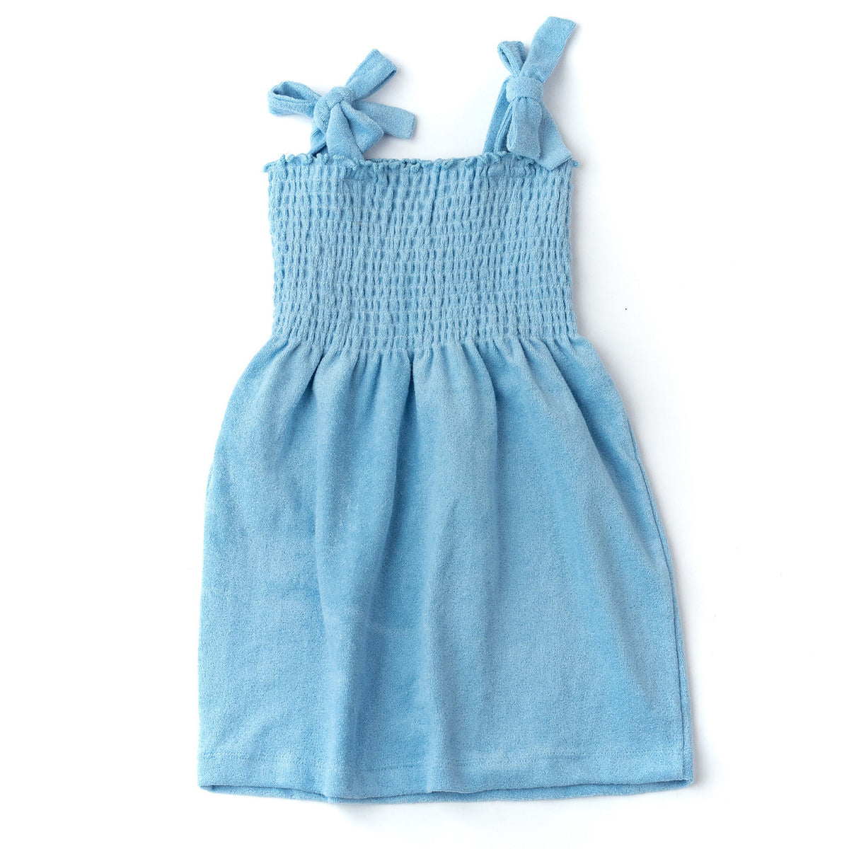 Shade Critters Blue Terry Girls Smocked Tank Dress 3-14