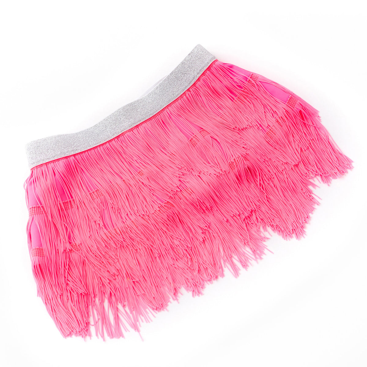 Detail of Hot Pink Girls Fringe Skirt Cover Up 3-10