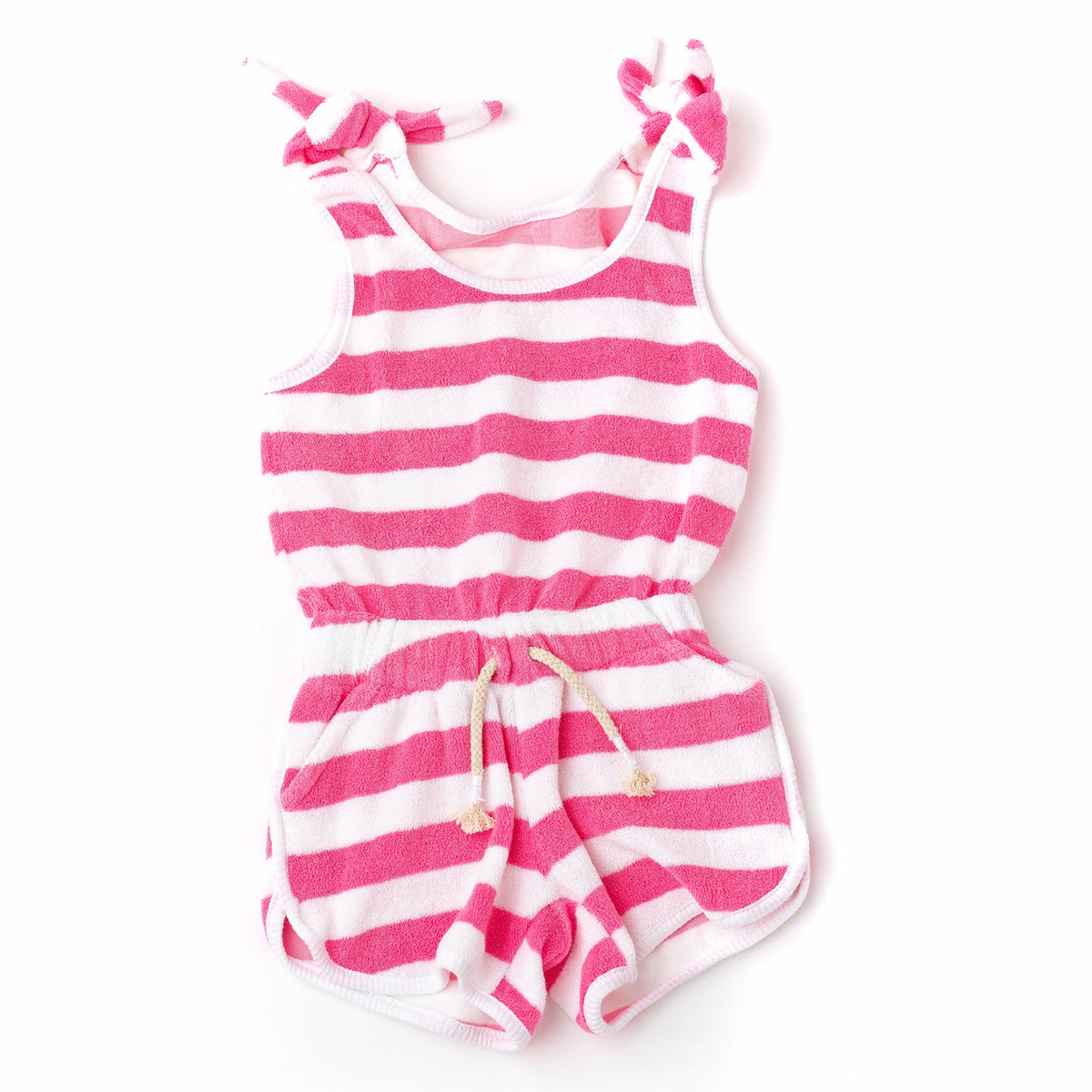 Shade Critters Pink Stripe Terry Girls Active Romper 3-14