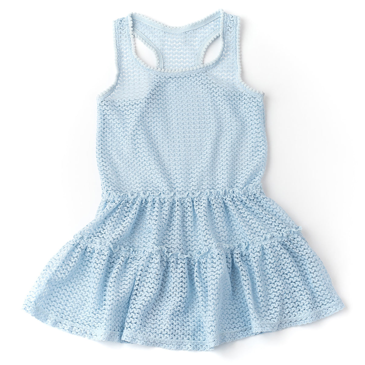 Shade Critters Blue Crochet Tank Dress Cover Up 3-14