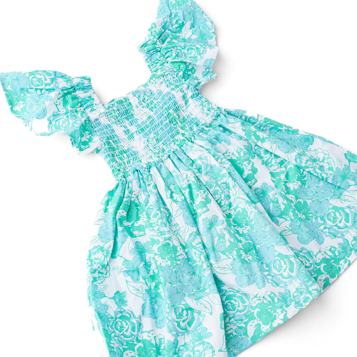 Kids Swim Brand Shade Critters Charming Rose Girls Cotton Smocked Dress 3t-14