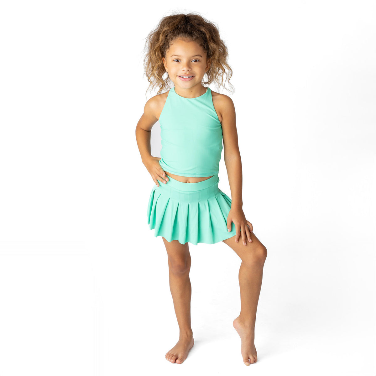 Kids Swim Brand Shade Critters Green Girls Active Tank Top 3-14