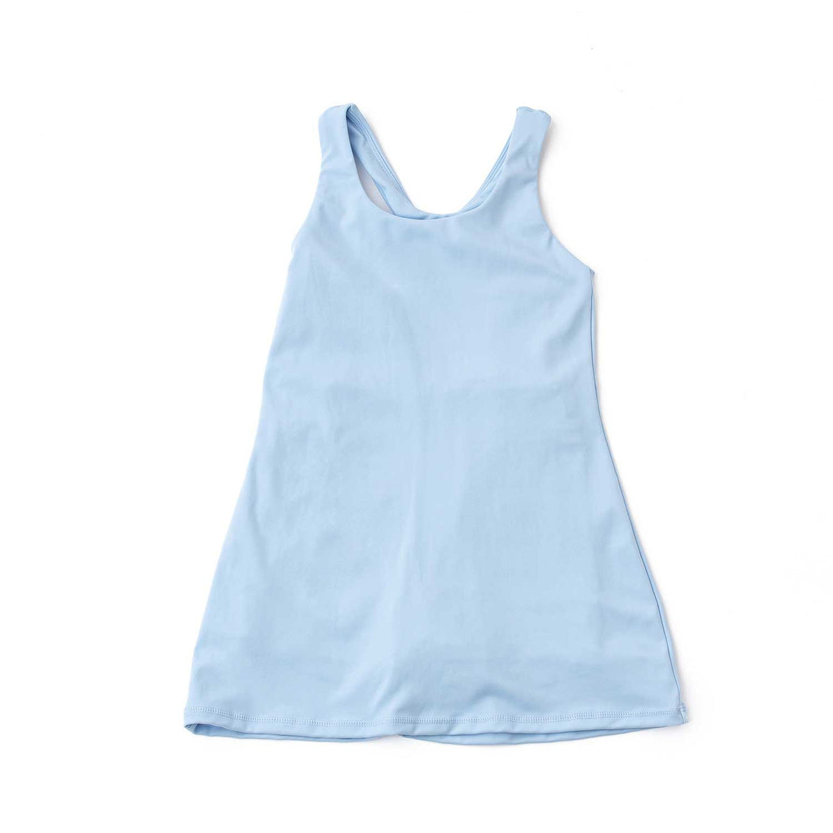 Shade Critters girls blue active dress, lightweight kids activewear with simple silhouette and comfortable stretch fit.