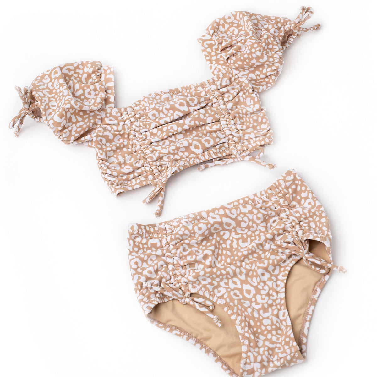 Detail of Ditsy Leopard Girls Cinched High Waisted Bikini 2-10