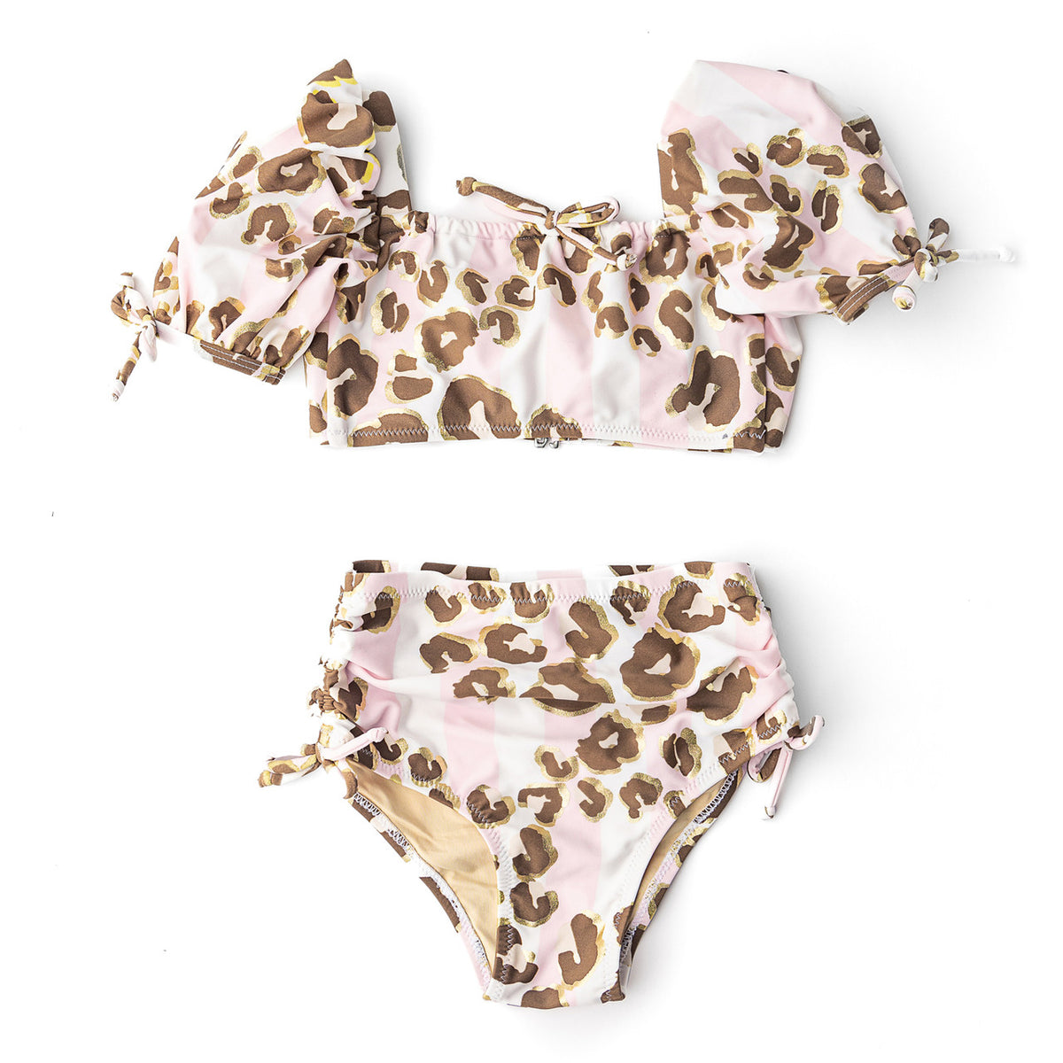 Shade Critters Metallic Leopard Girls High Waist Two Piece Swimsuit 2t-10