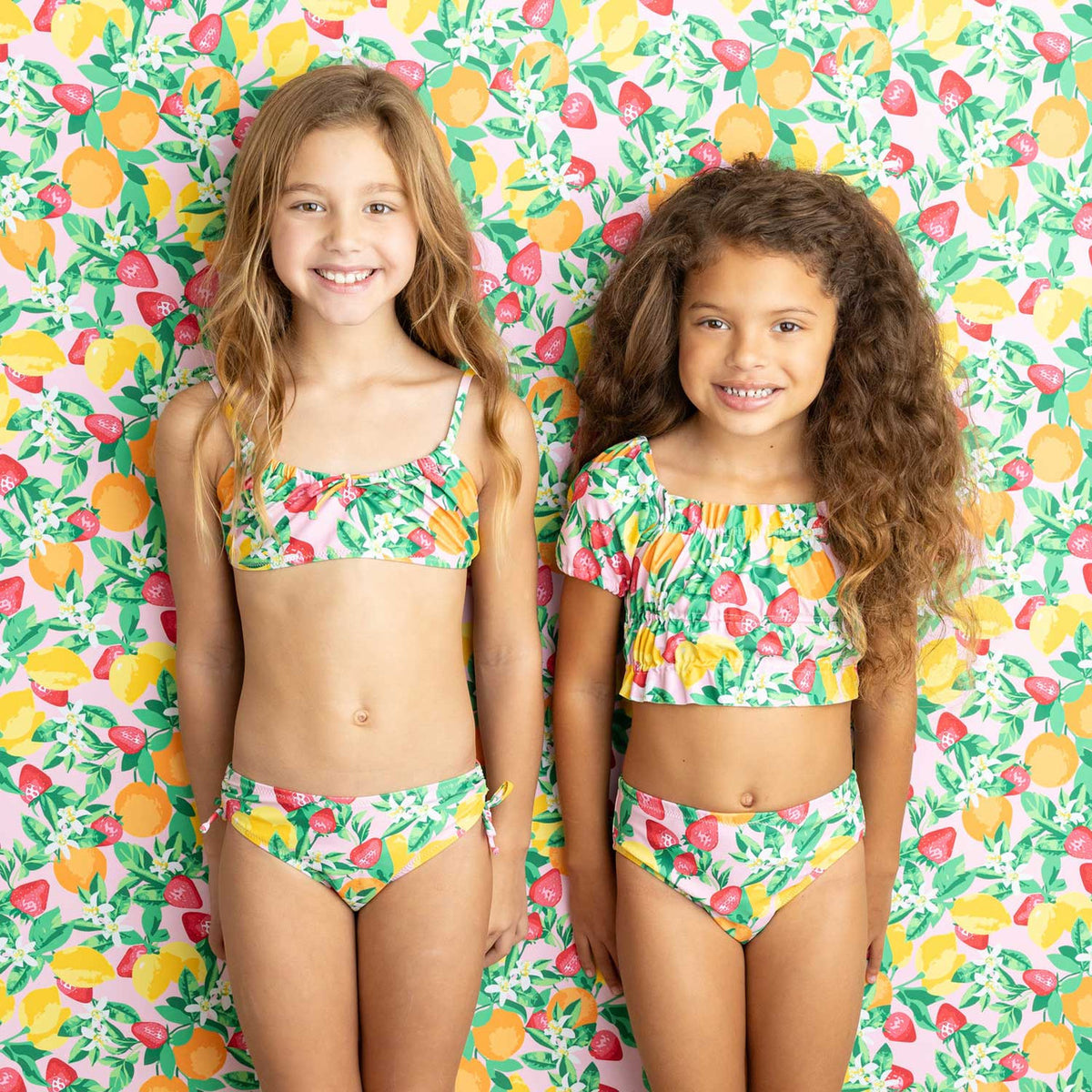Best Kids Swimwear Brand Shade Critters Fruit Punch Girls Smocked Puff Sleeve Two Piece Swimsuit 2t-10