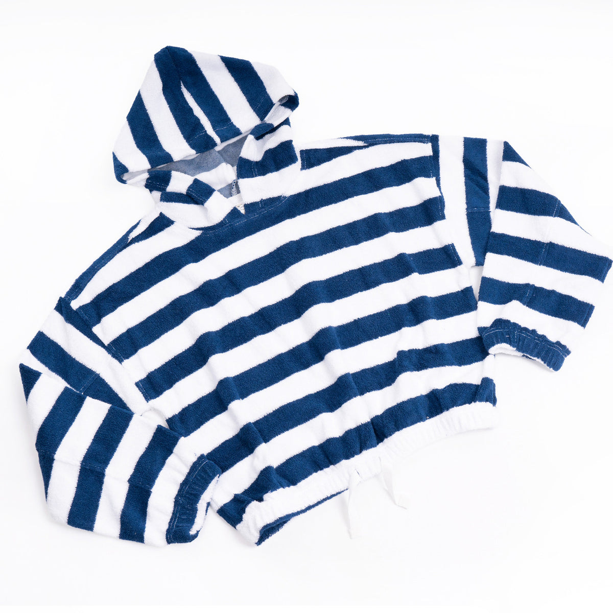 Kids Swim Brand Shade Critters Navy Stripe Girls Terry Hoodie 3t-14
