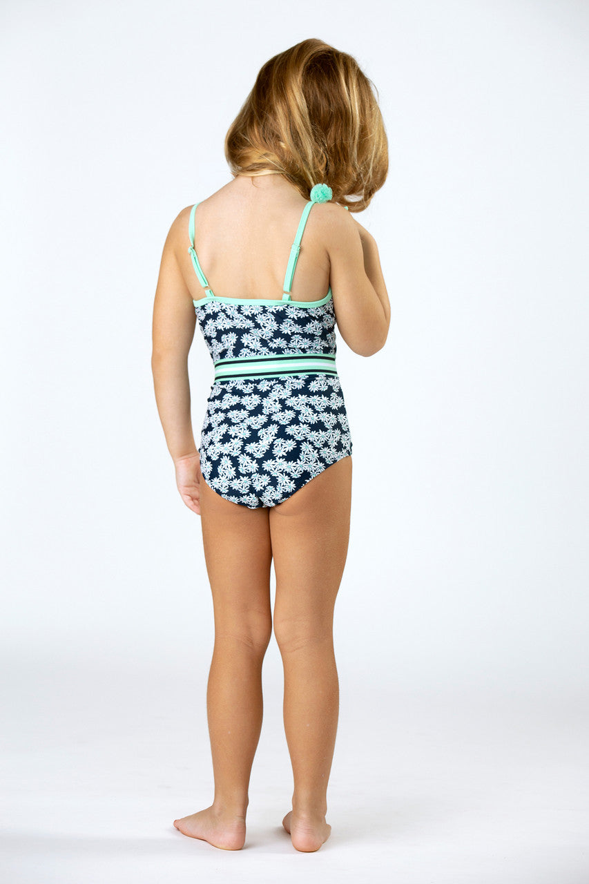 Detail of One piece Pom Pom Straps- Navy Daisy