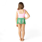 Back of Shade Critters Light Pink Girls Hula Girl Lei One Piece & Fringe Skirt Swim Set 3-10