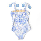 Children's Bathing Suit By Shade Critters Tropical Blues Girls Smocked One Piece Swimsuit 6m-10