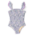 Shade Critters Flower Power Purple Smocked One Piece Swimsuit 6m-10