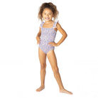 Kids Swim Brand Shade Critters Blue Blossoms Girls Smocked One Piece Swimsuit 6m-10