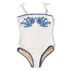 Shade Critters White & Navy Girls Embroidered One Piece Swimsuit 6m-10