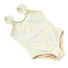 Girls butter blooms floral one piece swimsuit with ribbed texture and ruffle strap detail, trendy kids swimwear.