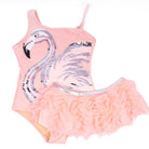 Children's Swimwear by  Shade Critters Pink Flamingo Girls Sequin One Piece & Tutu Swim Set 3t-10 2-10
