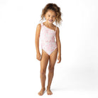 Children's Bathing Suit By Shade Critters Seaside Toile Girls Shell One Shoulder Swimsuit Set 3t-10 2-10