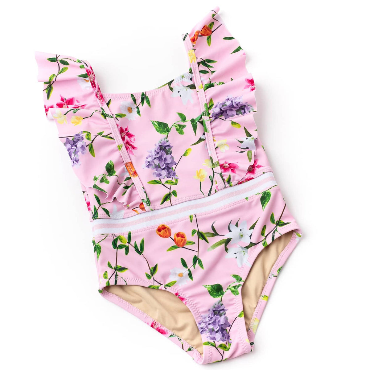 Detail of Wildflowers Girls Ruffle Shoulder One Piece Swimsuit 6m-6