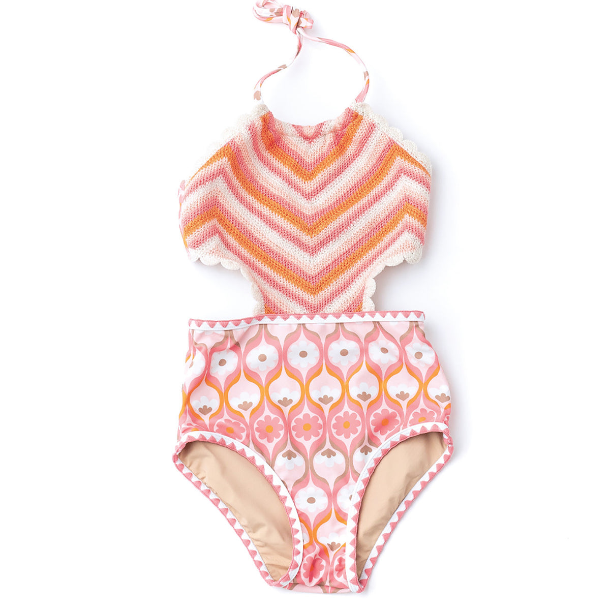 Shade Critters Summer Sorbet Girls Crochet Halter One Piece Swimsuit 2-14
