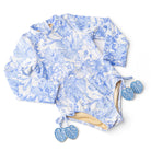 Children's Swimwear by  Shade Critters Tropical Blues Girls Long Sleeve One Piece Swimsuit 6m-10