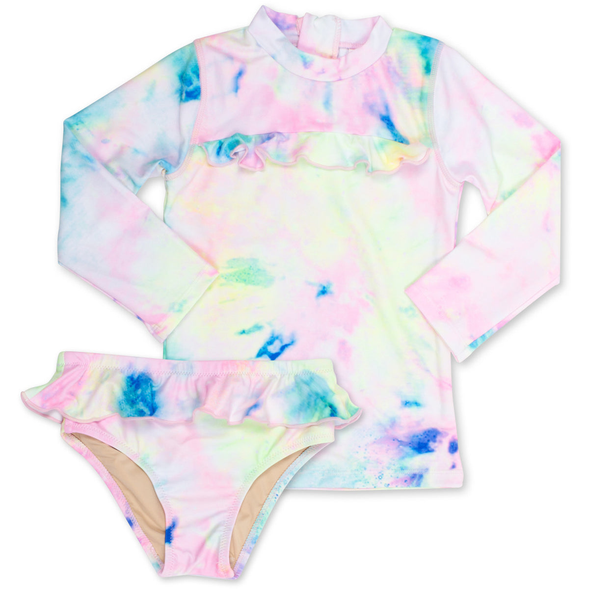Shade Critters Rashguard Set w/ Ruffle Girls 6m-6 Neon Tie Dye