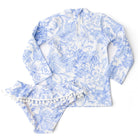 Detail of Shade Critters Tropical Blues Girls Rashguard Swimsuit Set 6m-6