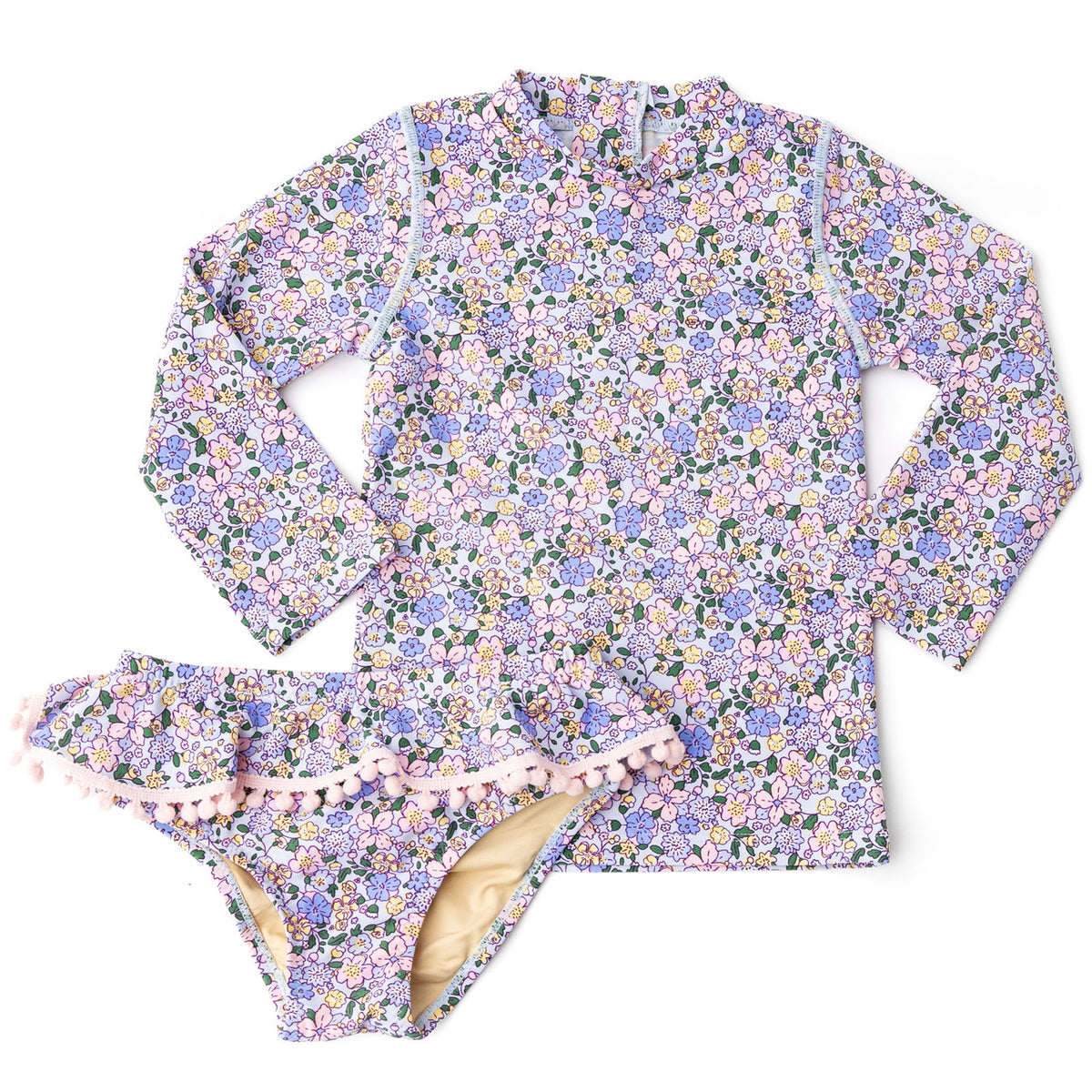 Alternative shot of Shade Critters Blue Blossoms Girls Rashguard Swim Set 6m-6