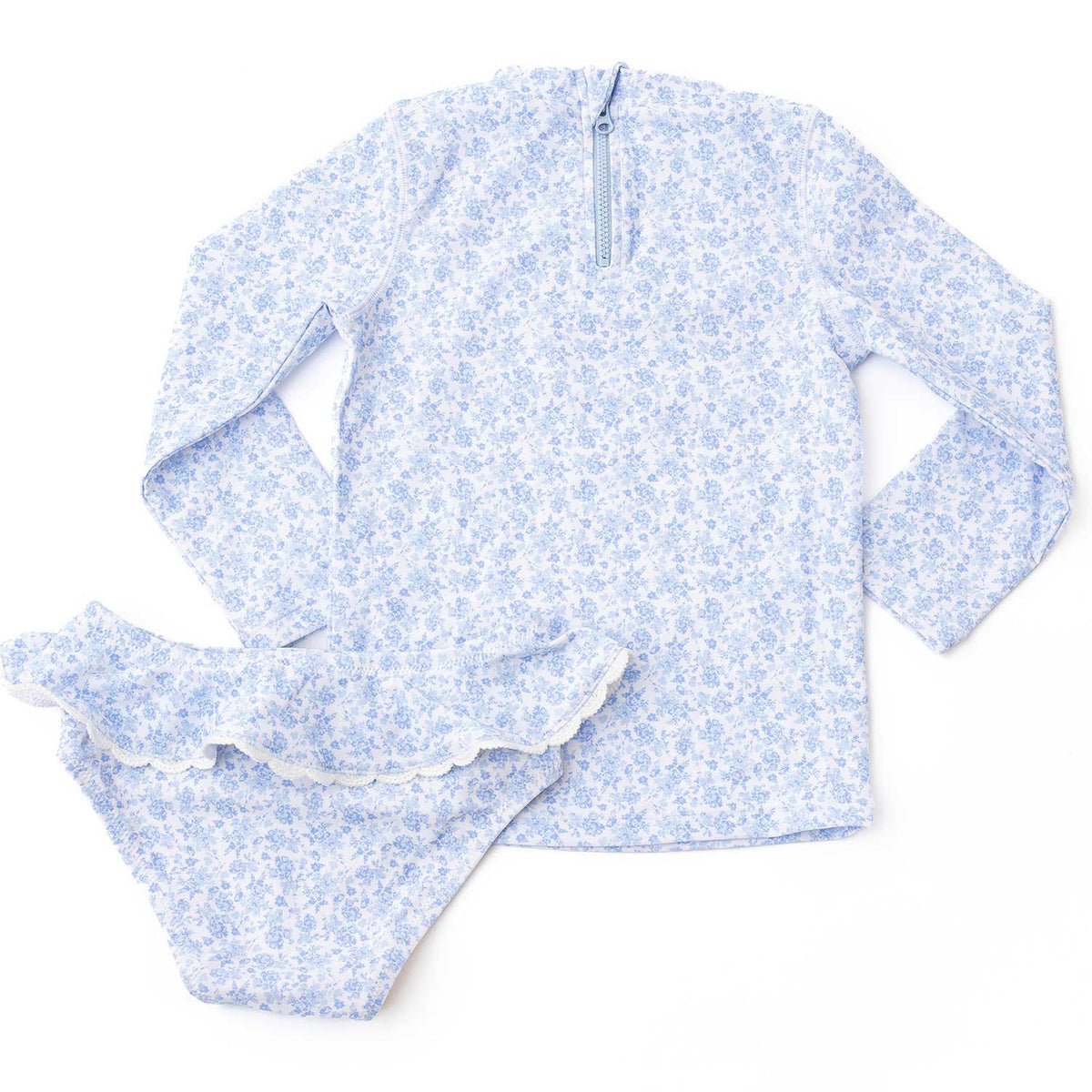 Girls coastal gardens rashguard swim set with full coverage design and flexible fit, trendy kids swimwear.