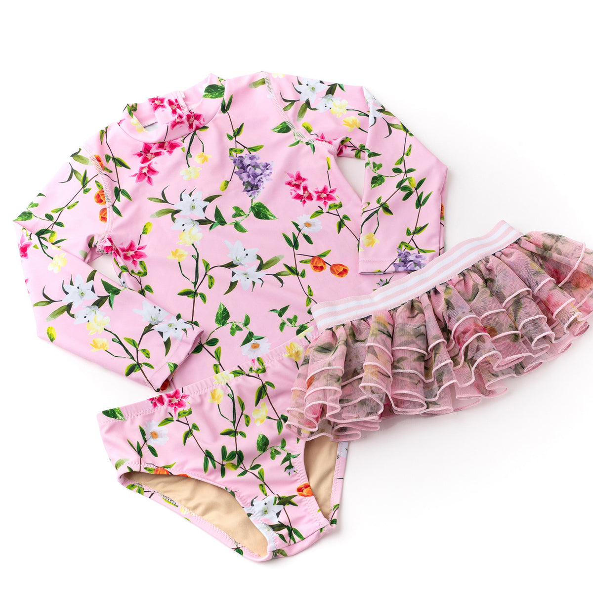 Detail of Wildflowers Girls Rashguard & Tutu Swim Set 6m-6