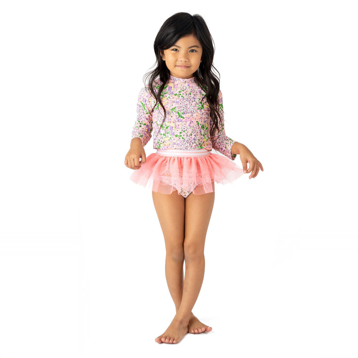 Kids Swim Brand Shade Critters Petal Pink Girls Rashguard & Tutu Swim Set 6m-6