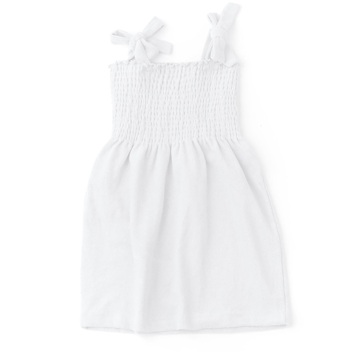 Shade Critters White Terry Girls Smocked Tank Dress 3-14