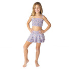 Kids Swim Brand Shade Critters Blue Blossoms Girls Smocked Ruffle Active Skirt 3-14