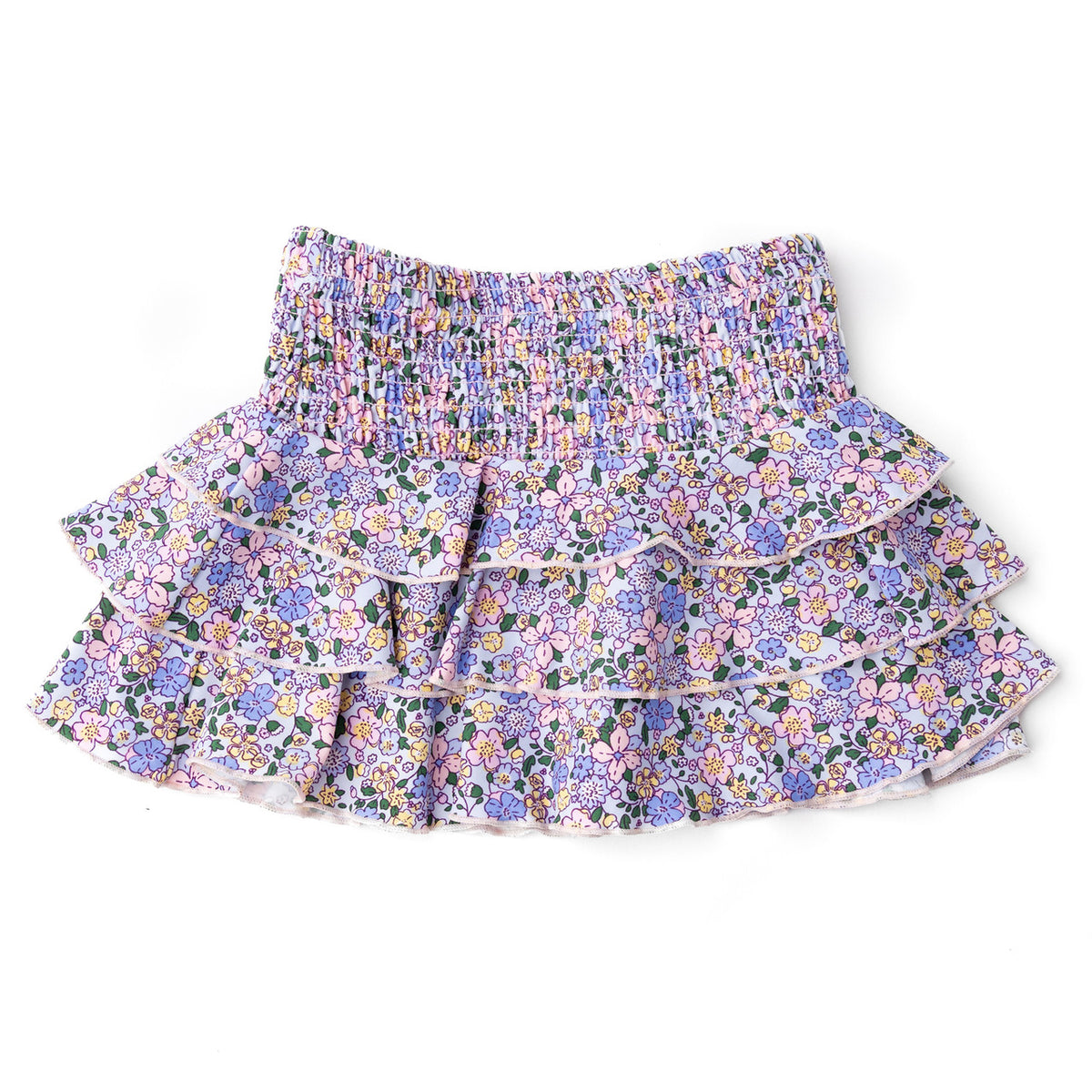 Alternative shot of Shade Critters Blue Blossoms Girls Smocked Ruffle Active Skirt 3-14