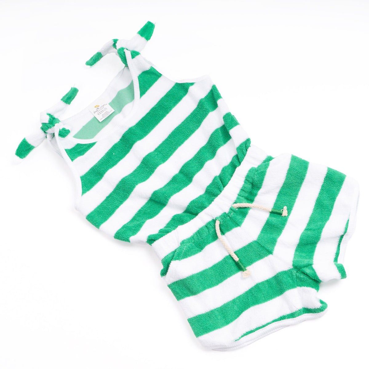Kids Swim Brand Shade Critters Green Stripe Girls Terry Romper 3t-14