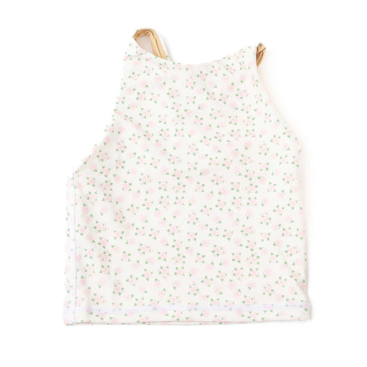 Shade Critters girls active tank top in cottage floral pink print, lightweight kids activewear with soft stretch fabric.
