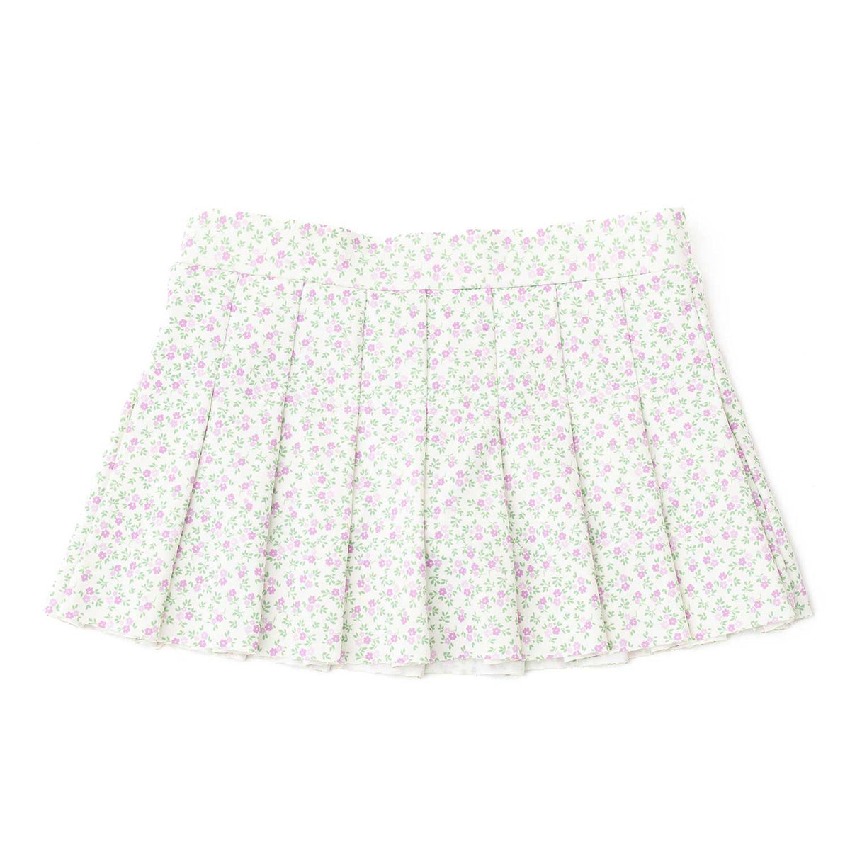Shade Critters girls pleated active skirt in cottage floral lilac print, lightweight kids activewear with flowy design.